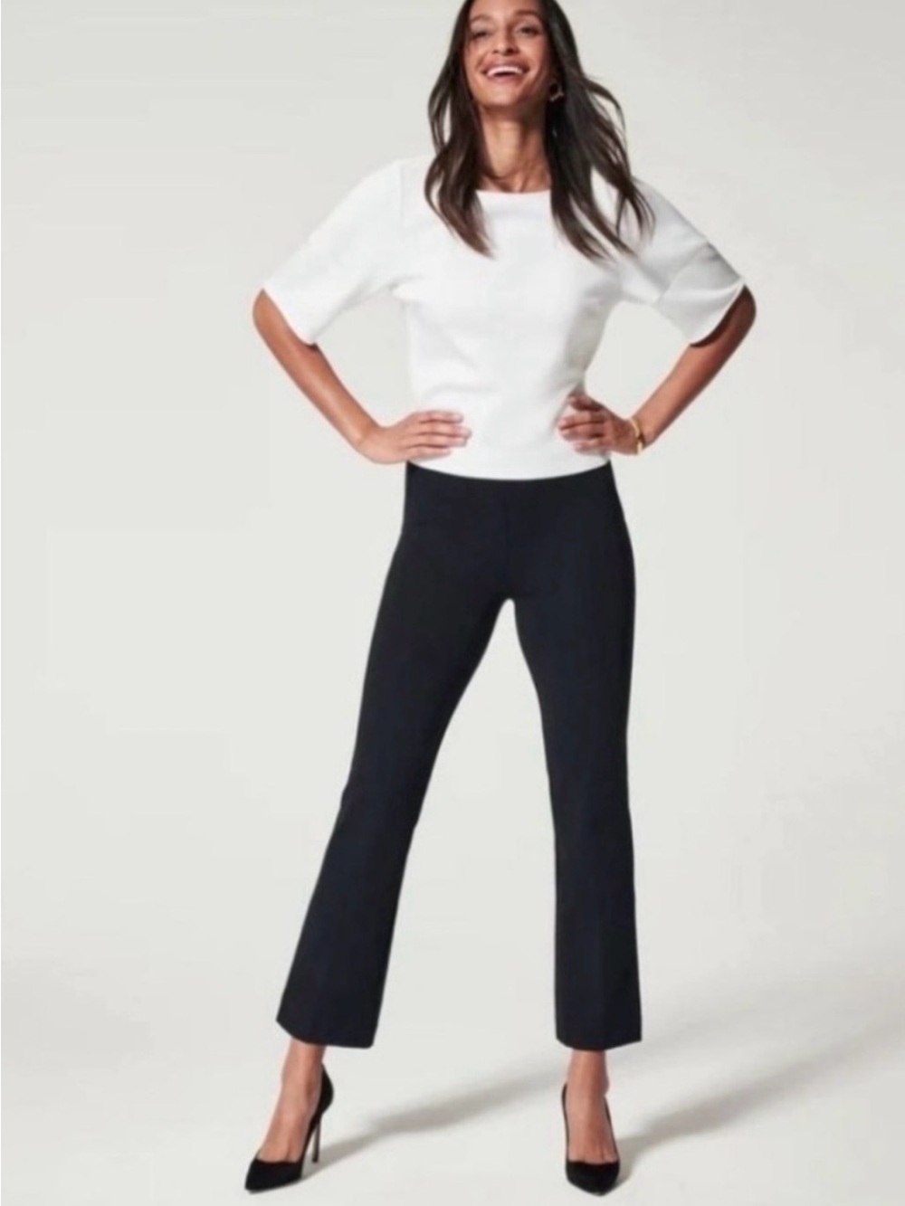 SPANX Perfect Kick Flare Ponte Pant Black Size Medium